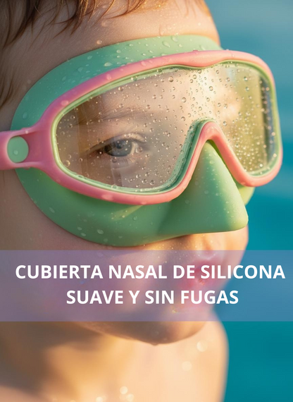 2 LENTES DE NATACIÓN CON PROTECTOR NASAL + 2 PARES DE TAPONES DE OIDO