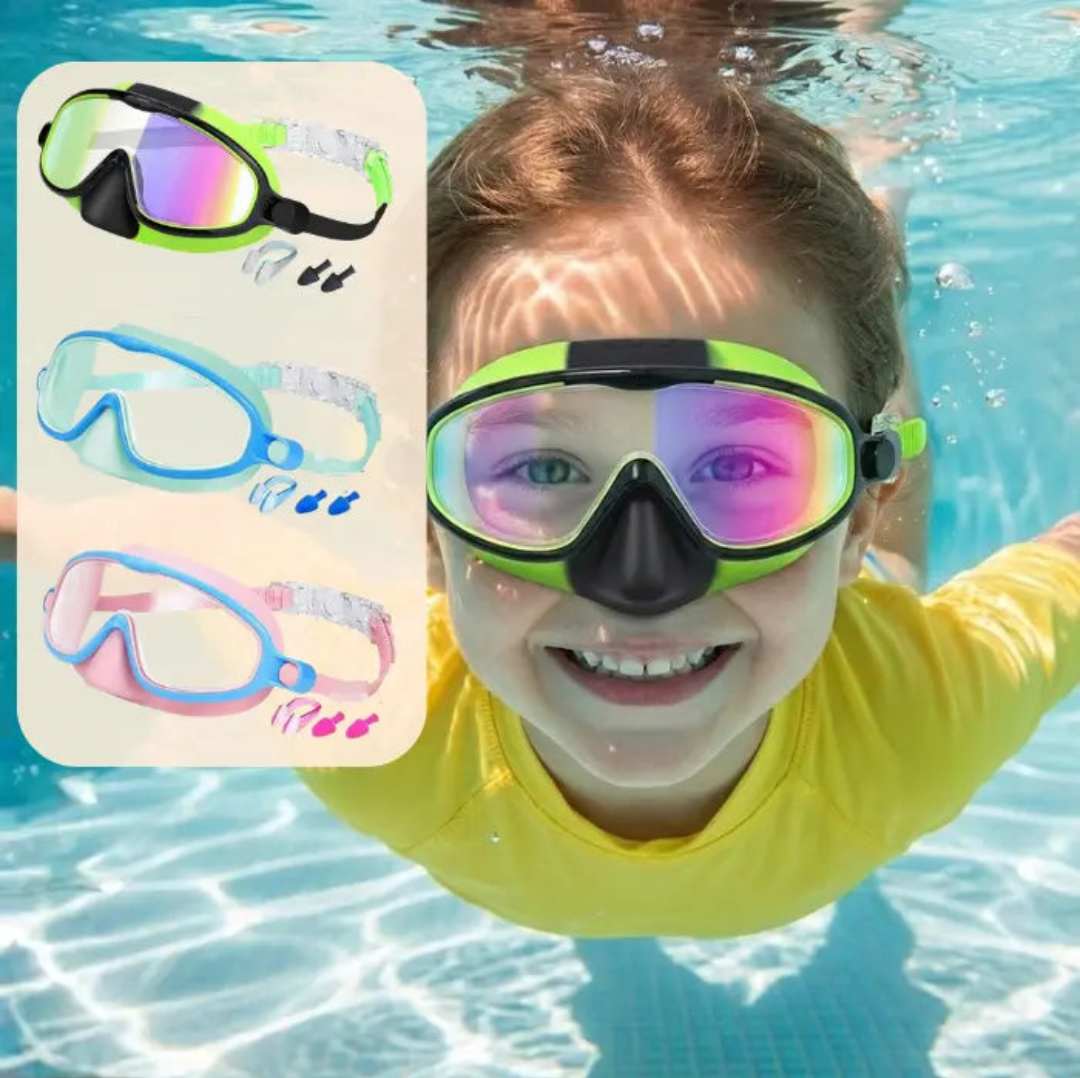 2 LENTES DE NATACIÓN CON PROTECTOR NASAL + 2 PARES DE TAPONES DE OIDO