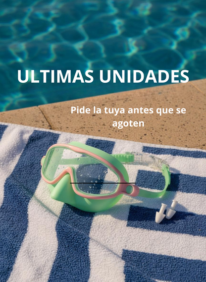 2 LENTES DE NATACIÓN CON PROTECTOR NASAL + 2 PARES DE TAPONES DE OIDO